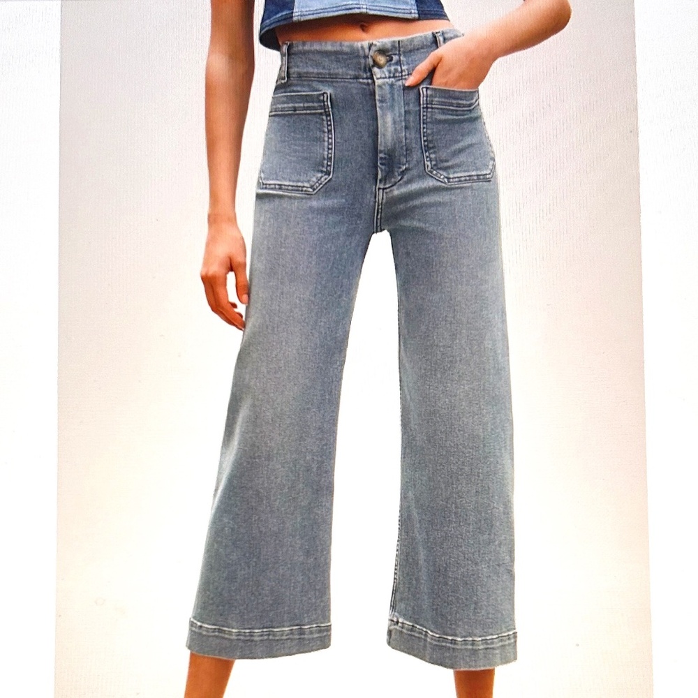 The Colette Cropped, High-Rise, Wide-Leg Jean by Maeve, Size 28